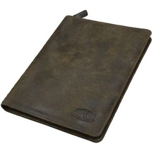 Schreibmappe A4 mit Karo-Futter Leder braun