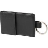 Alassio Mini portemonnee van fijn nappaleer, kleine portemonnee met metalen embleem en sleutelring muntzakje, 8 cm, zwart