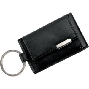 Alassio Mini-portemonnee van fijn nappaleer met metalen embleem en sleutelhanger, zwart, 8 cm, portemonnee, zwart., Portemonnee