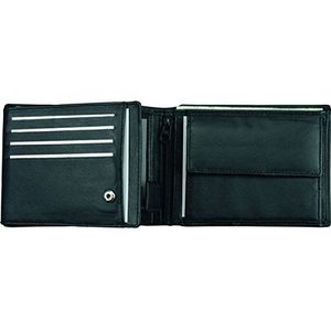 Alassio portemonnee in liggend formaat van het fijnste nappaleder, 12 x 9 x 2 cm muntzakje, 12 cm, zwart