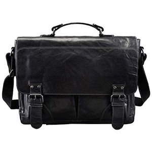 Pride and Soul Baggie Briefcase Leer 35 cm Laptopcompartiment schwarz