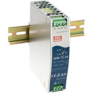 MeanWell - DIN Rail Voedingseenheid - Zilver - 77 Watt - Compact SLIM Metalen Behuizing