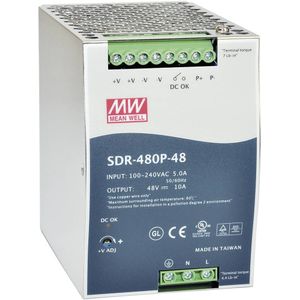Mean Well SDR-480P-48 DIN-rail netvoeding 48 V/DC 10 A 480 W Aantal uitgangen: 1 x Inhoud: 1 stuk(s)