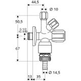 SCHELL 035490699 Combi-hoekventiel COMFORT 1/2 "", combinatios-hoekventiel met beluchter, hoekventiel, chroom, handvat, bovendeel vetkamer, apparaataansluitventiel (terugslagpreventier), buisbeluchter in doorstroomvorm