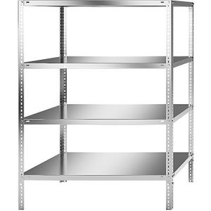 Roestvast stalen stelling, stellinghoogte 1500 mm, basisstelling, breedte x diepte = 1100 x 800 mm