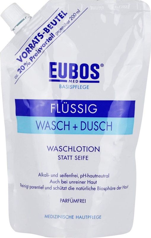 Eubos Zeep Vloeibaar Blauw N/parf Refill 400ml