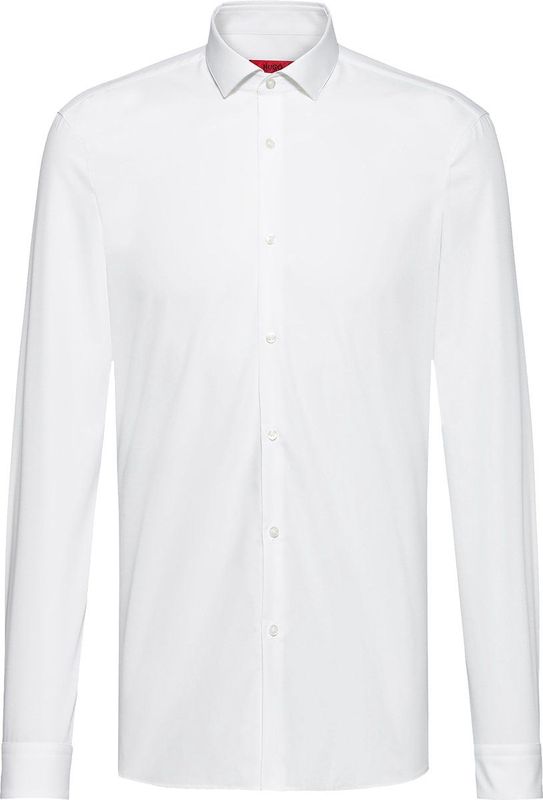HUGO Erondo Overhemd - Wit - Popeline - Strijkvriendelijk - 100% Katoen