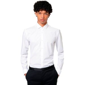 HUGO - 50389769 - Overhemd - Wit - 100% Katoen, Italiaanse Kraag, Lange Mouwen
