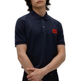 HUGO - Dereso - T-shirt - Nachtblauw/Rood - Jersey, Polokraag, Knoopsluiting
