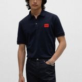 HUGO - Dereso - T-shirt - Nachtblauw/Rood - Jersey, Polokraag, Knoopsluiting