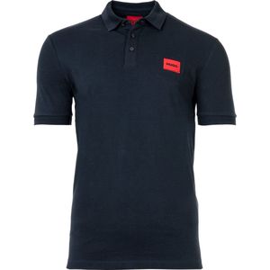 HUGO - Dereso - T-shirt - Nachtblauw/Rood - Jersey, Polokraag, Knoopsluiting