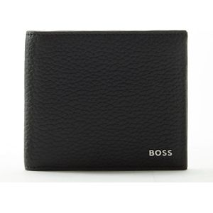 BOSS Crosstown 8 cc portemonnee voor heren, van Italiaans leer met zilverkleurig metalen logo, zwart 1