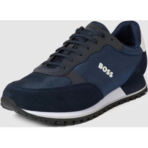 BOSS Parkour-L Runn sneakers voor heren van verschillende materialen in hardloopschoenstijl met verhoogd logo, Dark Blue401, 42 EU