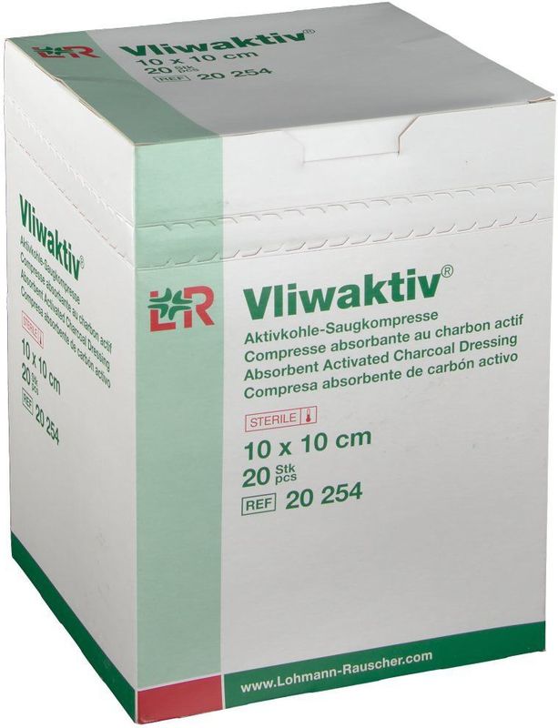 Gaaskompres - Actieve Kool - Voor Exsuderende Wonden - 10 Stuks