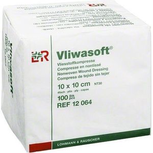 Vliwasoft - Vlieskompres - 10 x 10cm - 4-laags - 100 Stuks
