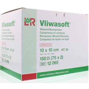 Vliwasoft Vlieskompres 10 x 10cm 4-laags 75 x 2 stuks 75x2st