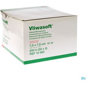 Vliwasoft - Vliescompressen - Steriel - 4-laags - 50 x 5 compressen - 7,5 x 7,5 cm