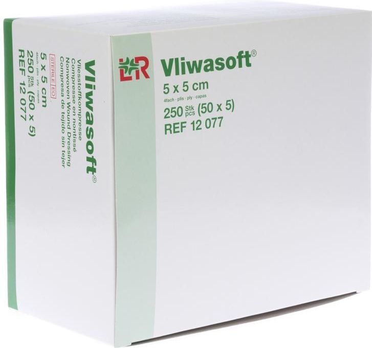 Vliwasoft - Vliescompressen - Steriel - 4-laags - 50 x 5 compressen (5 x 5 cm)