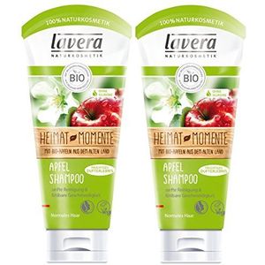 Lavera appelshampoo, zachte reiniging, veganistisch, biologische haarshampoo, natuurlijke en innovatieve haarverzorging 2 x 200 ml