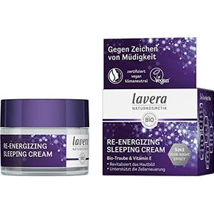 lavera Re-Energizing Sleeping Cream - Nachtcrème met biologische druif en vitamine E - 5-in-1 krachtig werkzame stof - tegen tekenen van vermoeidheid - natuurlijke cosmetica - veganistisch - bio (1 x
