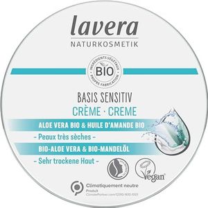 Lavera basis sensitiv crème – natuurlijke cosmetica – veganistisch – biologische aloë vera & biologische amandelolie – gecertificeerd – 150 ml