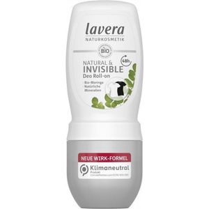 Lavera Deo Roll-On Natural & Invisible – 0% aluminiumzouten – veganistisch – betrouwbare 48 uur deodorantbescherming – gecertificeerde natuurlijke cosmetica – biologische moringa en natuurlijke