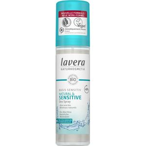 Lavera Natural & Sensitive Deodorantspray, 0% aluminiumzouten, veganistisch, betrouwbare deobescherming, 48 uur, natuurlijke cosmetica, basis biologische aloë vera en natuurlijke mineralen, 75 ml