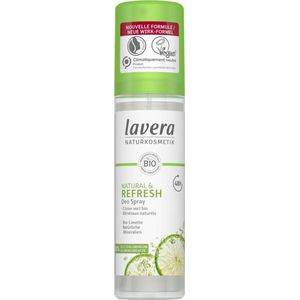 Lavera Deo Spray Natural & Refresh – 0% aluminiumzouten – veganistisch – betrouwbare deodorantbescherming 48 uur – gecertificeerde natuurlijke cosmetica – biologische limoen en natuurlijke mineralen –