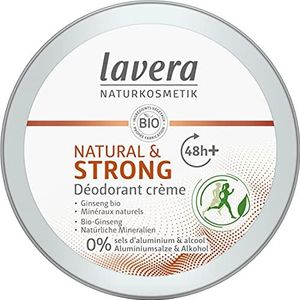 Lavera Deo Creme Natural & Strong – 0% aluminiumzouten – veganistisch – betrouwbare deodorantbescherming 48 uur + – gecertificeerde natuurlijke cosmetica – biologische ginseng en natuurlijke mineralen