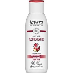 lavera Body Milk Regenererend, bodylotion met biologische cranberry en biologische arganolie, veganistisch, verstevigende verzorging voor rijpe huid, PETA gecertificeerd, biologisch afbreekbaar,