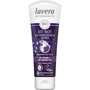 lavera Bonne Nuit Handcrème en masker, 2-in-1, natuurlijke cosmetica, veganistisch, gecertificeerd, biologische druiven en biologische sheaboter, 75 ml
