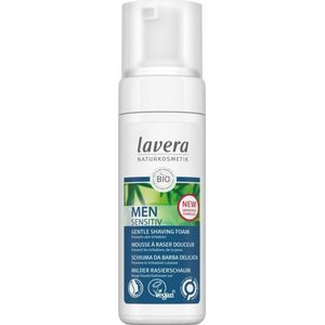 lavera Men Sensitiv Douceur Scheerschuim, met biologische bamboe en biologische aloë vera, voorkomt huidirritatie, voor de gevoelige huid, veganistisch, biologisch (1 x 150 ml)