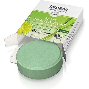 lavera Happy Freshness Solide verzorgende douchegel – met biologische limoen en biologisch citroengras – reinigt de huid zacht zonder deze uit te drogen – 3 keer zuiniger dan vloeibare douchegel –