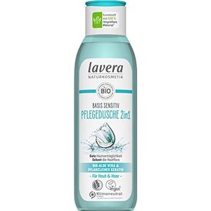 lavera Verzorgende douchebasis sensitiv 2-in-1 - shampoo & douchegel met biologische aloë vera & plantaardige keratine - huidvriendelijke en zachte reiniging - frisse geur - natuurlijke cosmetica -