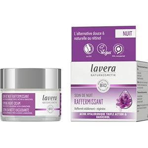 lavera Strakkende nachtverzorging – anti-aging natuurlijke cosmetica – biologische plantaardige stoffen – bakuchiol & hyaluronzuur – veganistisch – verwijdert rimpels – 50 ml