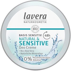 Lavera Deodorant op basis van gevoelige natuurlijke en gevoelige crème, veganistisch, natuurlijke cosmetica, biologische aloë vera en natuurlijke mineralen, 48 uur, sterke deodorant van de natuur, 50 ml (1 stuk)