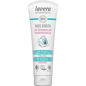 lavera Basis Sensitiv Reinigingsmelk Vegan, Natuurlijke cosmetica Biologische plantaardige ingrediënten 100% Natuurlijk 125 ml