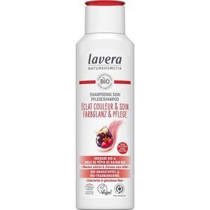 lavera Shampoo voor glans, kleur en verzorging, verzorging met biologische granaatappel en biologische quinoa, voor gekleurd en gekleurd haar, natuurlijke glans van de kleur, natuurlijke cosmetica, veganistisch, biologisch (1 x 250 ml)