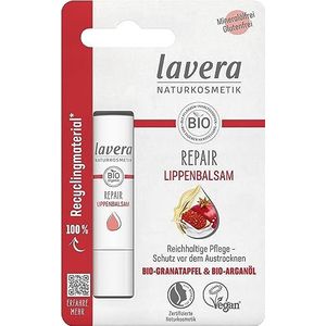 lavera Repair lippenbalsem beschermt tegen uitdroging onmiddellijke hulp met biologische granaatappel en biologische arganolie veganistisch