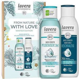 lavera From Nature with Love cadeauset - Winter Edition - verzorgende douche en lichaamsmelk - gevoelige basis - veganistisch