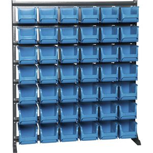 Stelling voor kleine onderdelen, breedte 1020 mm, met magazijnbakken, h x d = 1160 x 235 mm