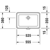 Duravit 2nd floor onderbouwwastafel zonder kraanvlak 55.5x38cm wit