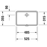 Duravit Vero onderbouwwastafel voor houten console 48.5x31.5cm met overloop zonder kraanvlak wit 0330480000