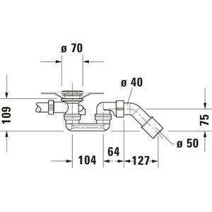 Duravit D Code badafvoer en overloopcombinatie met waste voor bad 180cm inclusief middenafvoer 790226000001000