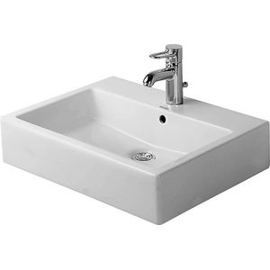 Duravit Vero opbouwwastafel onderzijde geslepen met bevestiging 50x47cm met kraangat en overloop wit 0452500000