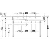 Duravit Vero wastafel 120x47cm 2 kraangaten met overloop wit 0454120024