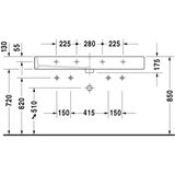 Duravit Vero wastafel 120x47cm 2 kraangaten met overloop wit 0454120024