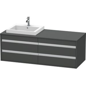 Duravit Ketho Wastafelonderkast 140x55.1x49.6cm Standaard greep met softclose spaanplaat Grafiet Mat KT6757L4949