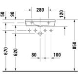 Duravit DuraStyle Fontein 50cm zonder kraangat WonderGliss Wit