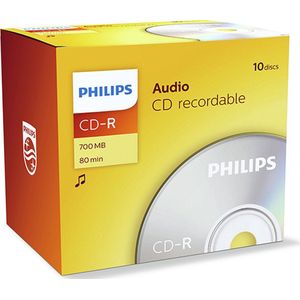 Philips - CR7A0NJ10 - CD-R 80Min - 700MB - Audio - Jewelcase - 10 Stuks